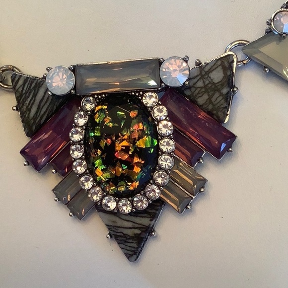 Park Lane Demi Statement Necklace Fiery Green “Opal” Amethyst, Mother of Pearl - Picture 4 of 15